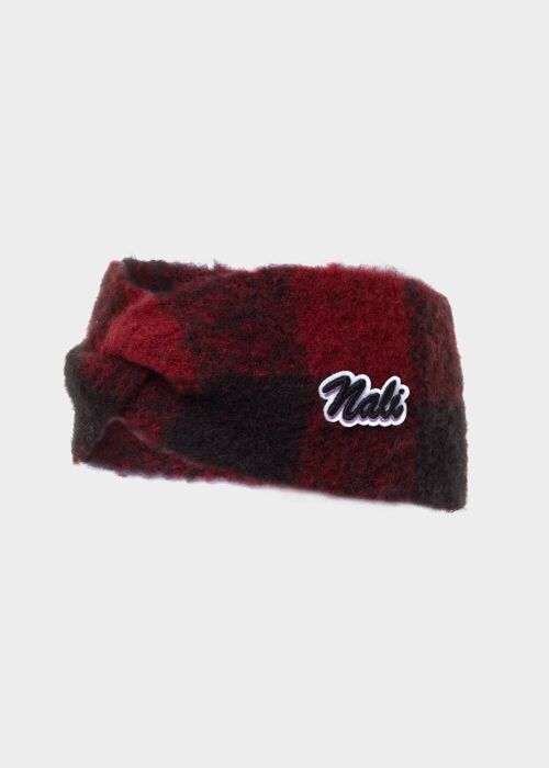 VITTO KNITTED HEADBAND RED CHECK PATTERN
