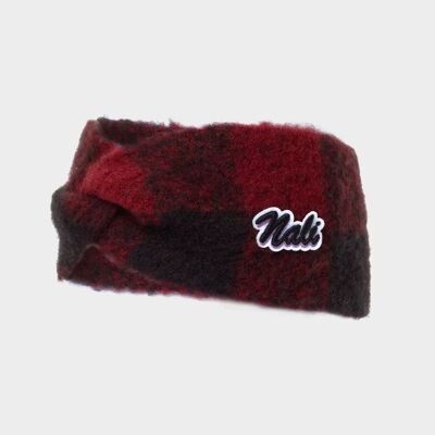 VITTO KNITTED HEADBAND RED CHECK PATTERN