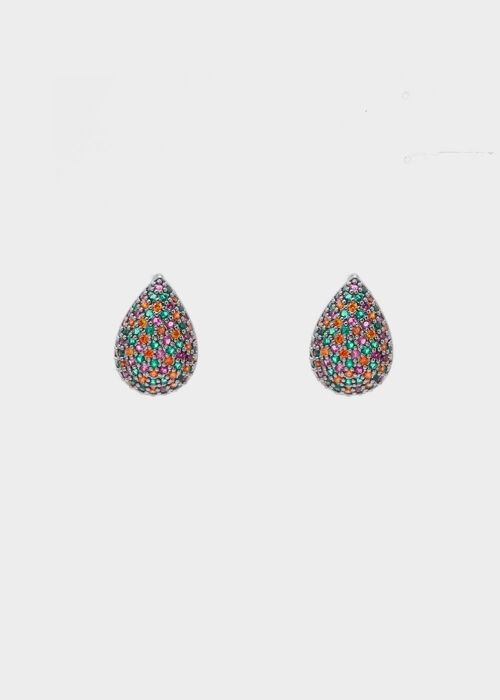 TEARDROP EARRINGS WITH COLORED CRYSTALS