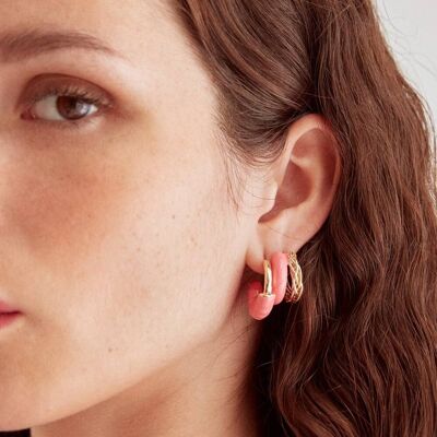 SIA DOUBLE HOOP EARRINGS ENAMEL ORANGE