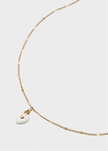 COLLIER SHON AVEC PENDENTIF CŒUR EN ÉMAIL BLANC 3