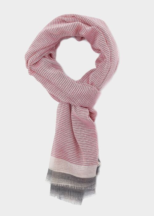 SCARF WITH PINK AND WHITE STRIPES
