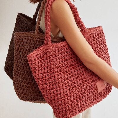 SALOME SHOULDER BAG IN PINK RAFFIA