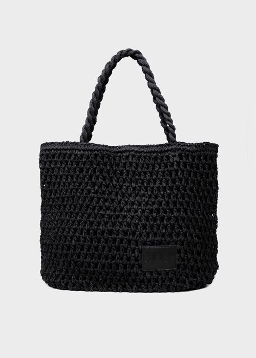 SALOME SHOULDER BAG IN BLACK RAFFIA