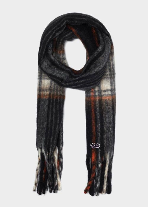 OVERSIZE SCARF WITH FRINGES BLCK