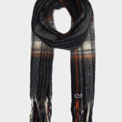 OVERSIZE SCARF WITH FRINGES BLCK