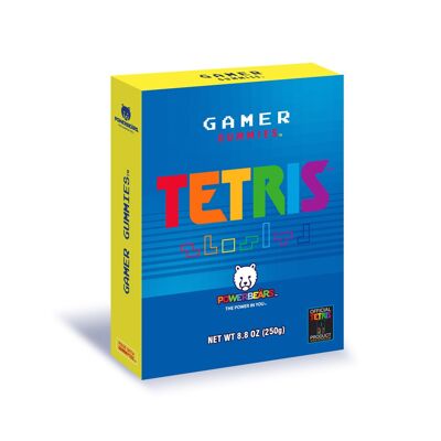 Powerbeärs Gamer Gummies Gift Box Tetris - Gummies avec 20% de jus de fruits et vitamines, 8 saveurs fruitées
