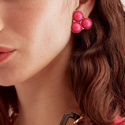 LIPA EARRINGS IN FUSHIA RESIN AND GOLD