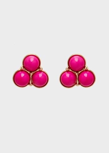 BOUCLES D'OREILLES LIPA EN RÉSINE FUSHIA ET OR 2