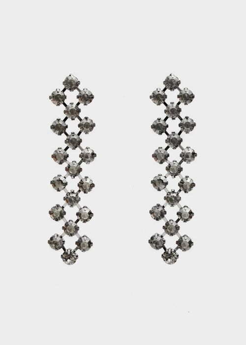 LIA DARK GREY EARRINGS WITH CRYSTALS