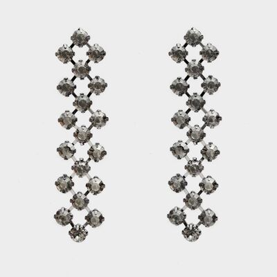 BOUCLES D'OREILLES LIA GRIS FONCÉ AVEC CRISTAUX