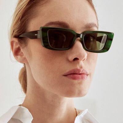 LENA RECTANGULAR GREEN SUNGLASSES