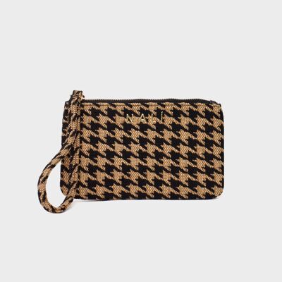 LEILA ENVELOPE WALLET W/ HANDLE PIED DE POULE