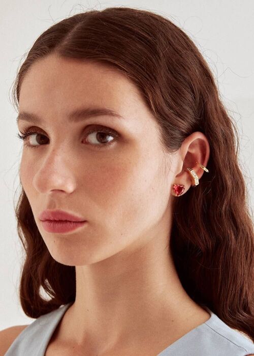 LEDA HEART EARRINGS WITH FUSHIA CRYSTAL