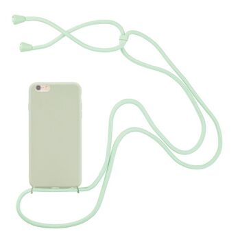 Coque compatible iPhone 7/8/SE silicone liquide avec cordon - Vert 1