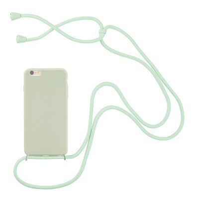 Coque compatible iPhone 7/8/SE silicone liquide avec cordon - Vert