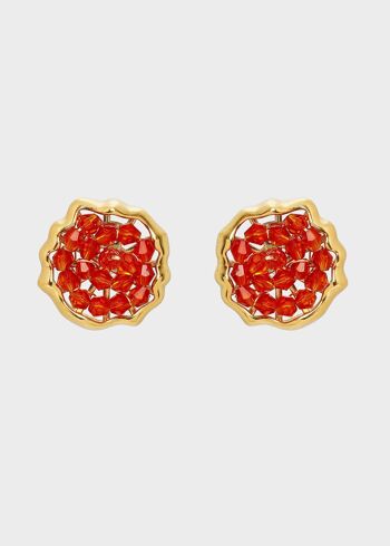 BOUCLES D'OREILLES OVALES JAZZ AVEC PERLES ORANGES 1