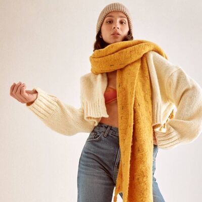 GLORY SCARF WITH FRINGES MUSTARD