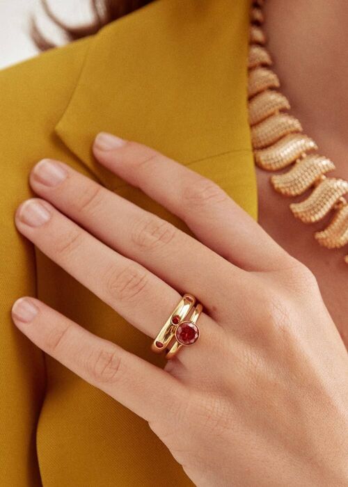 ELENA GOLD RING WITH ORANGE CRYSTALS
