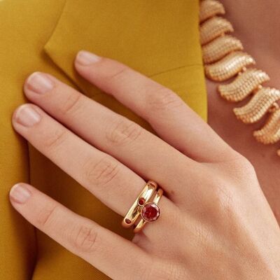 ELENA GOLD RING WITH ORANGE CRYSTALS