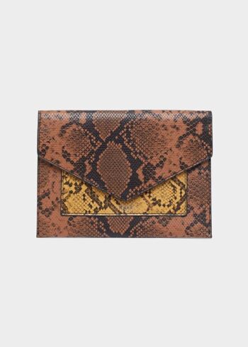 POCHETTE DOUBLE POCHE AVEC IMPRIMÉ ANIMALIER MARRON 2