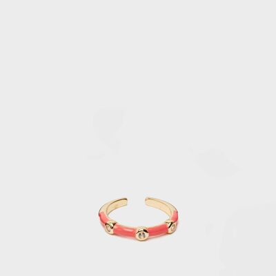 ANILLO DEVON ESMALTE CORAL CON CIRCONITAS