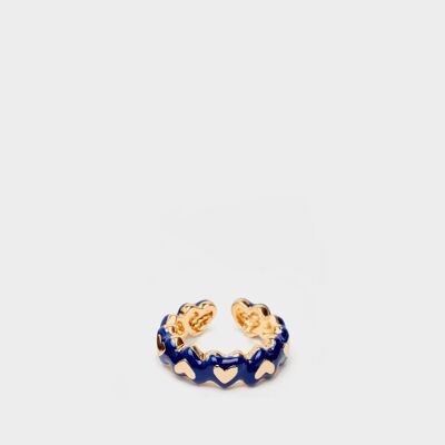 DELFI ENAMEL HEART RING IN BLUE