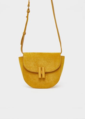 SAC À BANDOULIÈRE JAUNE EN VELOURS BLEU CLAIR 2