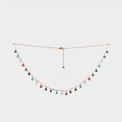 BODYCHAIN EN OR AVEC ANNEAUX MULTICOLORE