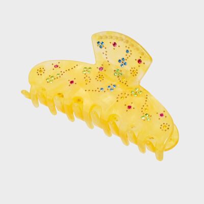 BEAUTIFUL HAIR CLIP IN YELLOW W/ CRYSTALS