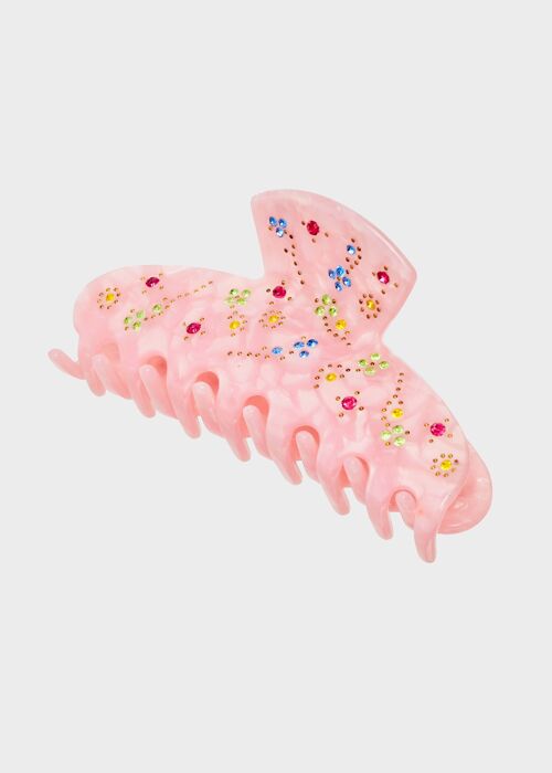 BELLA HAIR CLIP IN PINK W/ CRYSTALS