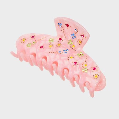 BELLA HAIR CLIP IN PINK W/ CRYSTALS