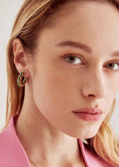 AREA HOOP EARRINGS GOLD AND GREEN