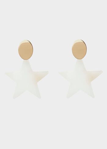 BOUCLES D'OREILLES ADA STAR EN RÉSINE BEIGE 1