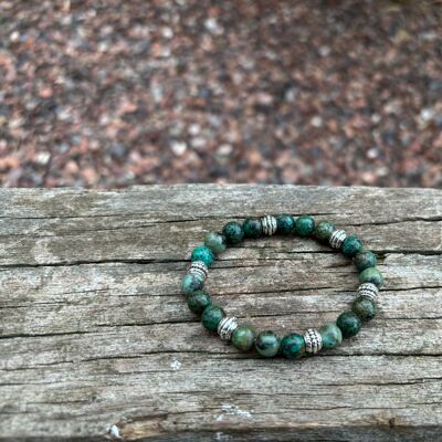 Elastic Lithotherapy Bracelet in Dark African Turquoise