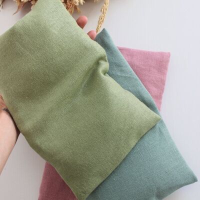 Small dry flaxseed hot water bottle - Olive green flax