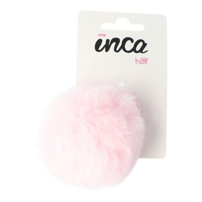 Hair scrunchie with soft pompom decoration Pink
