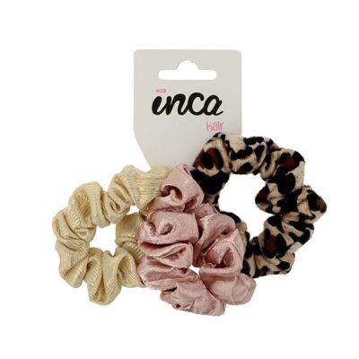 Set of 3 children's scrunched-effect fabric scrunchies
