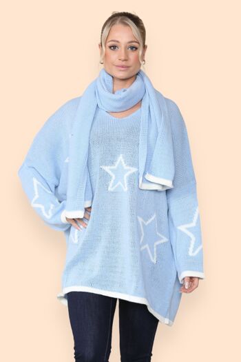 Pull tricoté étoile avec écharpe assortie 5