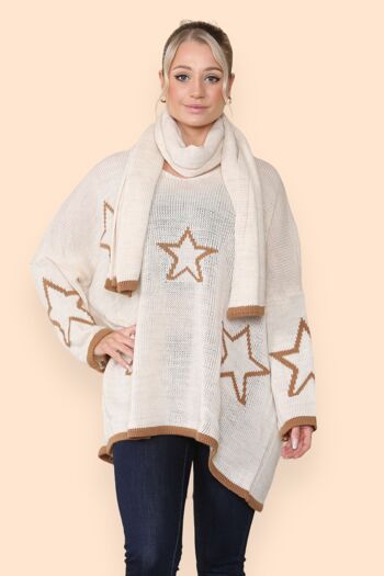 Pull tricoté étoile avec écharpe assortie 7