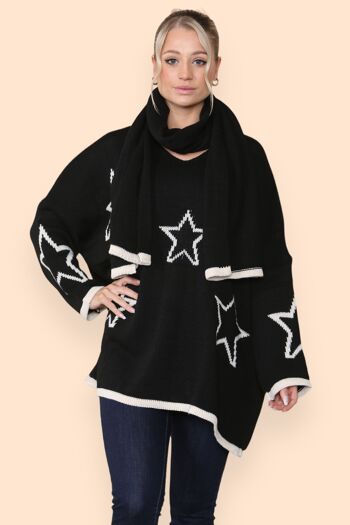 Pull tricoté étoile avec écharpe assortie 8