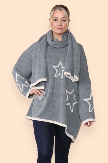 Pull tricoté étoile avec écharpe assortie 9