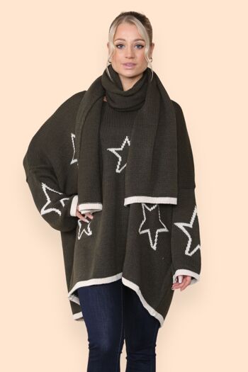 Pull tricoté étoile avec écharpe assortie 11