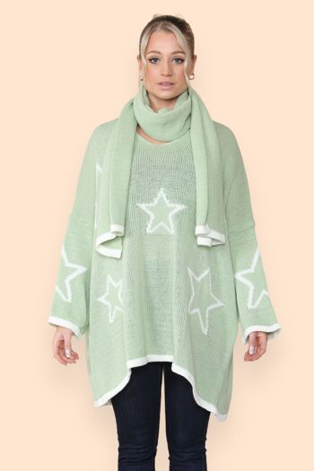 Pull tricoté étoile avec écharpe assortie 12