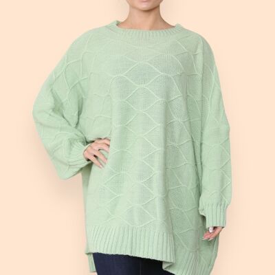 Oversized Mesh Knit Jumper with Baggy Cuffed Sleeves