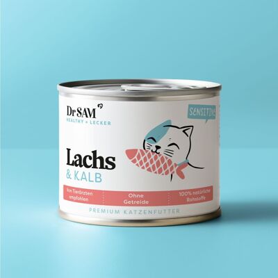 Premium Nassfutter Lachs & Kalb für Katzen, 200g