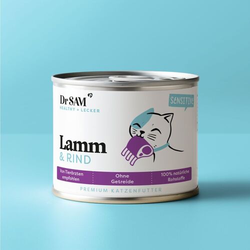 Premium Nassfutter Lamm & Rind für Katzen, 200g