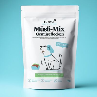 Mezcla de muesli premium con copos de verduras para perros, 1 kg