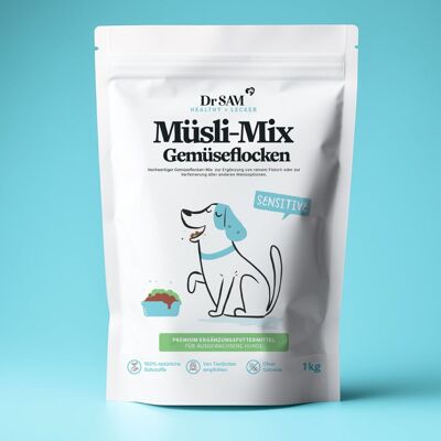 Premium muesli mix vegetable flakes for dogs, 1 kg