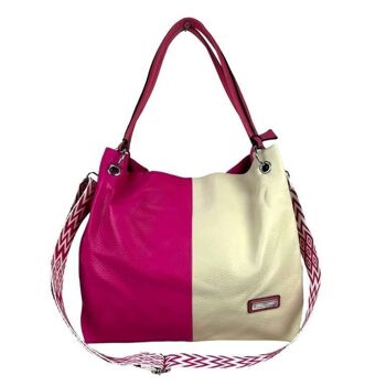 Grand sac à bandoulière synthétique bicolore pour femme. Ventes 1